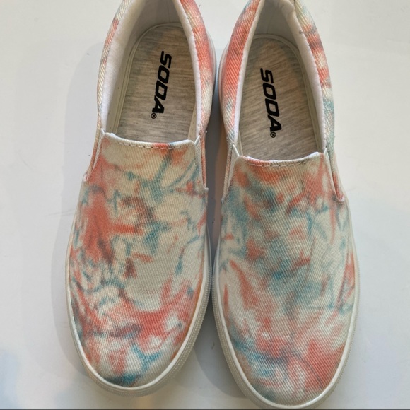 Coral tie dye platform slip on sneakers soda hike - Picture 3 of 6